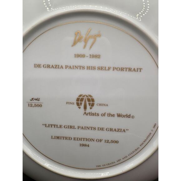 De Grazia Little Girl Paints De Grazia 1984 10" Collector Plate 5146/12500 - Picture 2 of 5